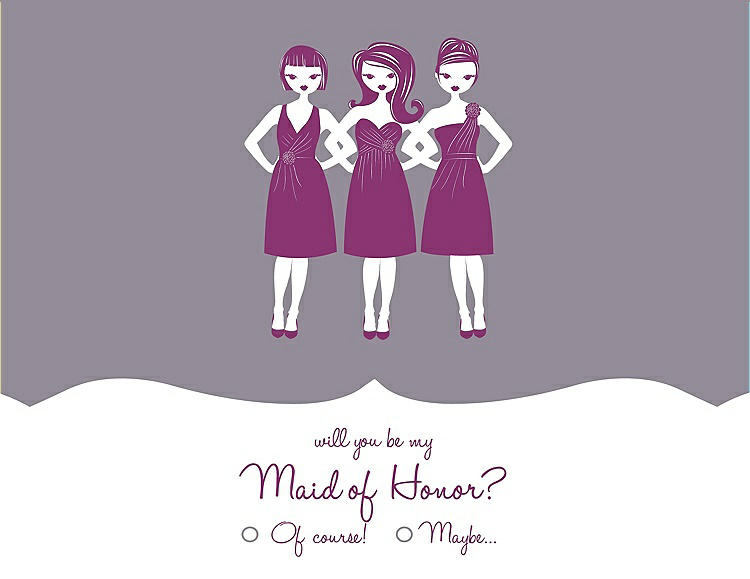 Front View - Shadow & Persian Plum Will You Be My Maid of Honor Card - Girls Checkbox