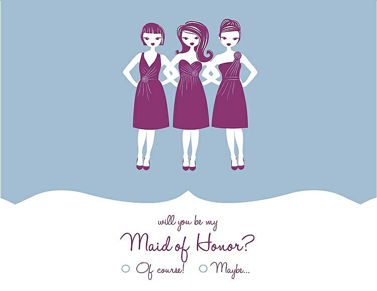 Front View - Slate & Persian Plum Will You Be My Maid of Honor Card - Girls Checkbox