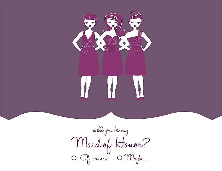 Front View - Smashing & Persian Plum Will You Be My Maid of Honor Card - Girls Checkbox
