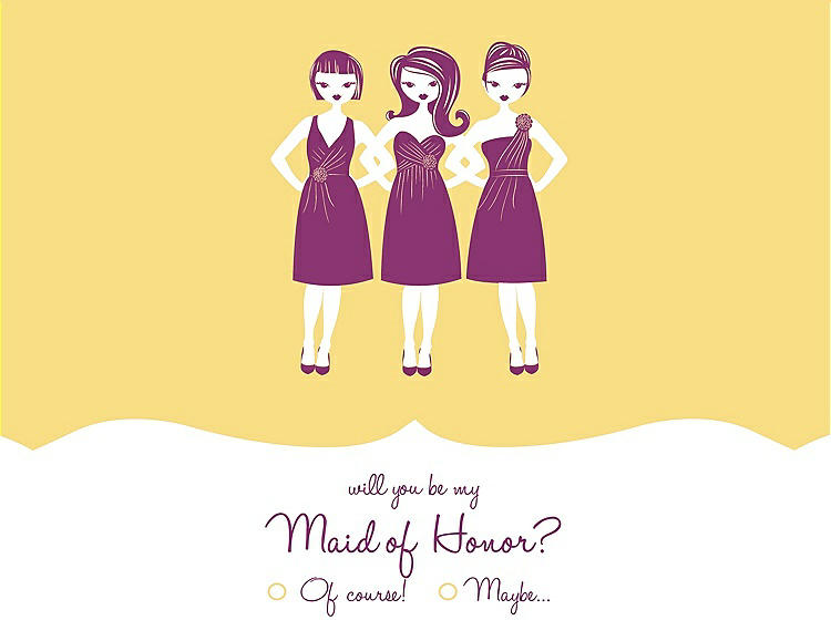 Front View - Sunflower & Persian Plum Will You Be My Maid of Honor Card - Girls Checkbox