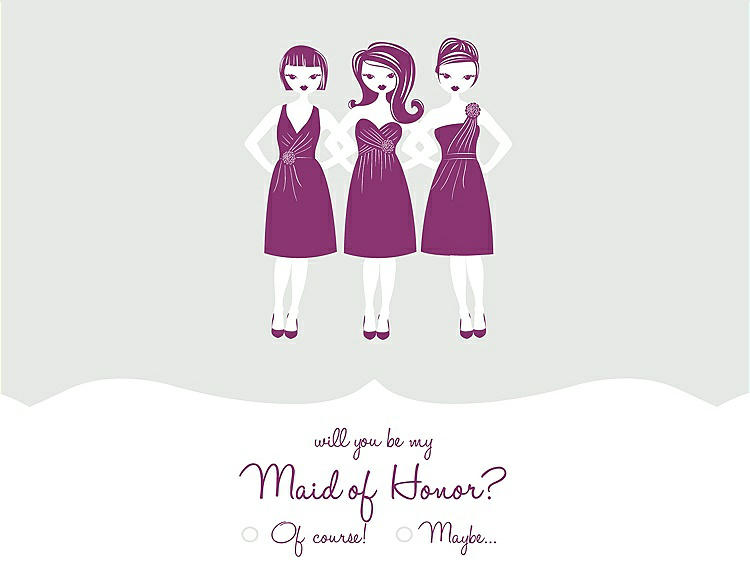 Front View - Starlight & Persian Plum Will You Be My Maid of Honor Card - Girls Checkbox
