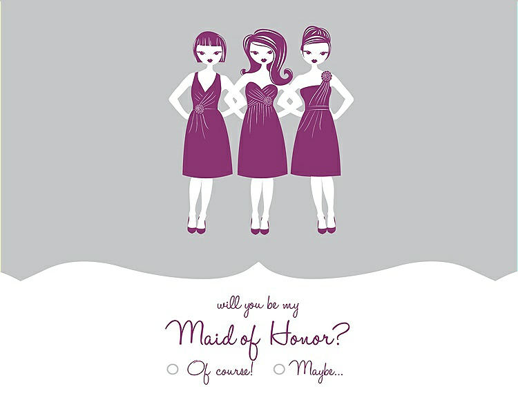 Front View - Sterling & Persian Plum Will You Be My Maid of Honor Card - Girls Checkbox