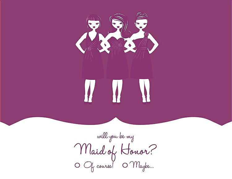 Front View - Sugar Plum & Persian Plum Will You Be My Maid of Honor Card - Girls Checkbox
