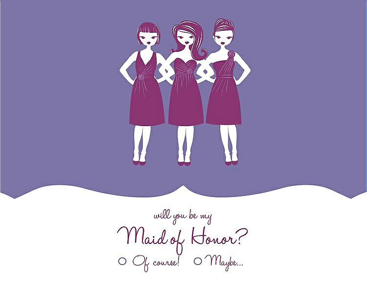Front View - Tahiti & Persian Plum Will You Be My Maid of Honor Card - Girls Checkbox