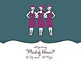Front View Thumbnail - Teal & Persian Plum Will You Be My Maid of Honor Card - Girls Checkbox