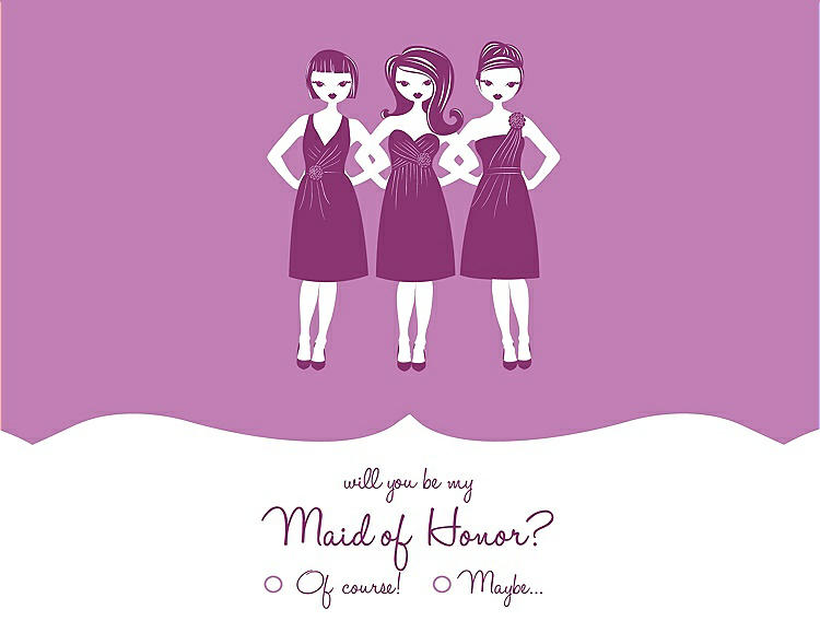 Front View - Tulip & Persian Plum Will You Be My Maid of Honor Card - Girls Checkbox