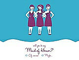 Front View Thumbnail - Turquoise & Persian Plum Will You Be My Maid of Honor Card - Girls Checkbox