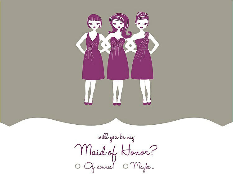 Front View - Twig & Persian Plum Will You Be My Maid of Honor Card - Girls Checkbox