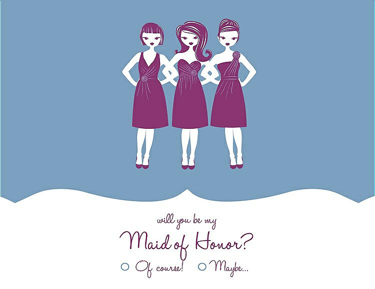 Front View - Windsor Blue & Persian Plum Will You Be My Maid of Honor Card - Girls Checkbox