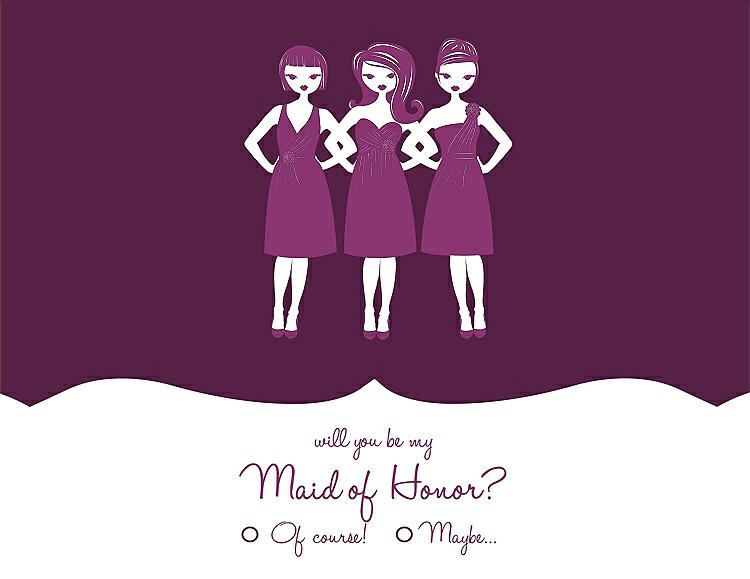 Front View - Wild Berry & Persian Plum Will You Be My Maid of Honor Card - Girls Checkbox