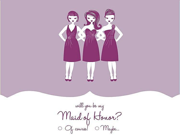 Front View - Wood Violet & Persian Plum Will You Be My Maid of Honor Card - Girls Checkbox
