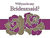 Front View Thumbnail - Antique Gold & Persian Plum Will You Be My Bridesmaid Card - 2 Color Flowers