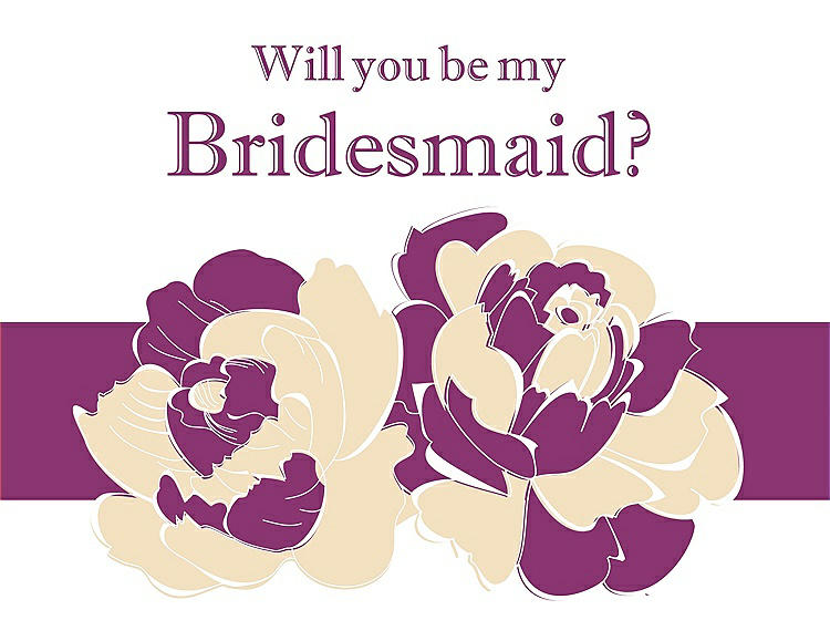 Front View - Corn Silk & Persian Plum Will You Be My Bridesmaid Card - 2 Color Flowers
