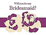 Front View Thumbnail - Corn Silk & Persian Plum Will You Be My Bridesmaid Card - 2 Color Flowers
