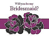 Front View Thumbnail - Graphite & Persian Plum Will You Be My Bridesmaid Card - 2 Color Flowers