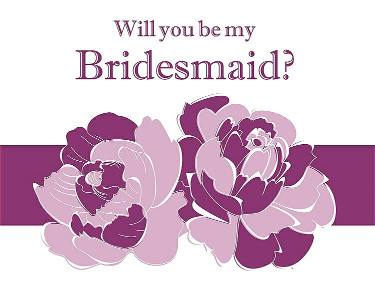 Front View - Hyacinth (iridescent Taffeta) & Persian Plum Will You Be My Bridesmaid Card - 2 Color Flowers