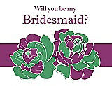 Front View Thumbnail - Juniper & Persian Plum Will You Be My Bridesmaid Card - 2 Color Flowers