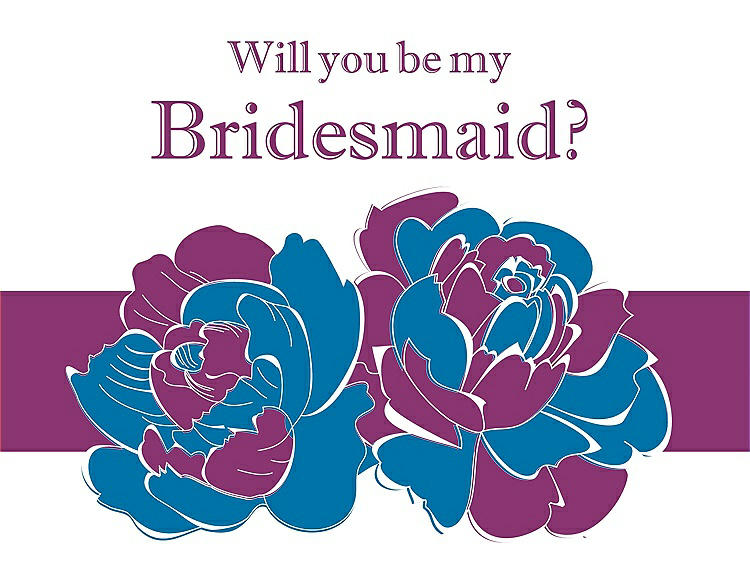Front View - Lotus & Persian Plum Will You Be My Bridesmaid Card - 2 Color Flowers