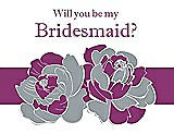 Front View Thumbnail - Mystic & Persian Plum Will You Be My Bridesmaid Card - 2 Color Flowers