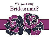 Front View Thumbnail - Navy Blue & Persian Plum Will You Be My Bridesmaid Card - 2 Color Flowers