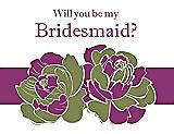 Front View Thumbnail - Olive & Persian Plum Will You Be My Bridesmaid Card - 2 Color Flowers