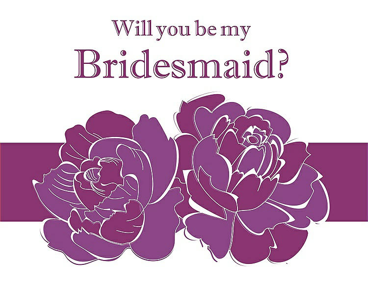 Front View - Orchid & Persian Plum Will You Be My Bridesmaid Card - 2 Color Flowers