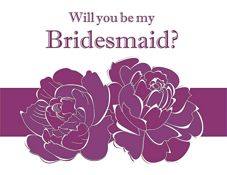 Front View - Paradise & Persian Plum Will You Be My Bridesmaid Card - 2 Color Flowers