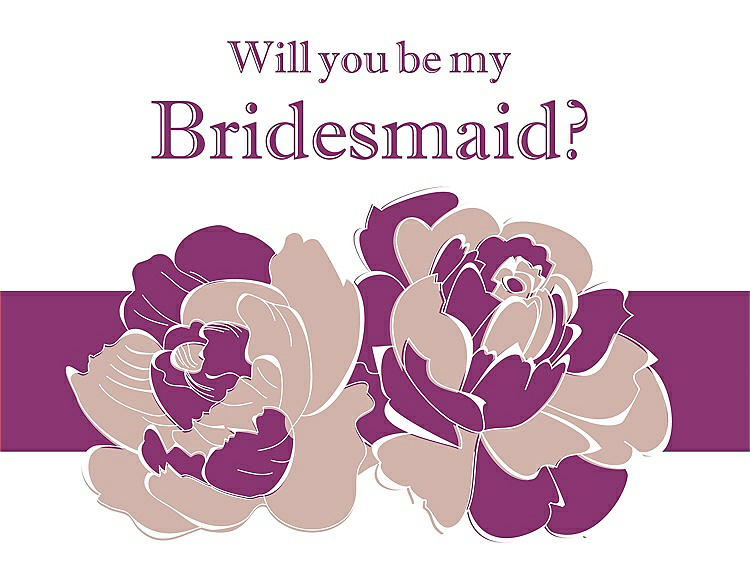 Front View - Pearl Pink & Persian Plum Will You Be My Bridesmaid Card - 2 Color Flowers
