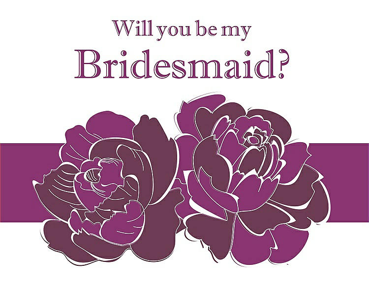 Front View - Plum Raisin & Persian Plum Will You Be My Bridesmaid Card - 2 Color Flowers