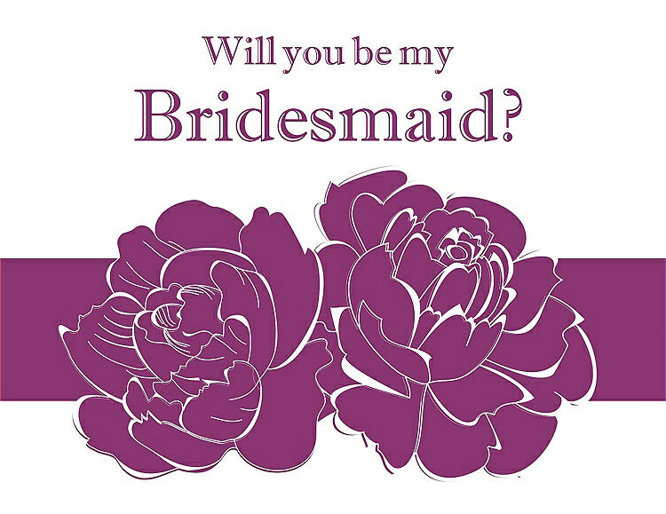 Front View - Persian Plum & Persian Plum Will You Be My Bridesmaid Card - 2 Color Flowers