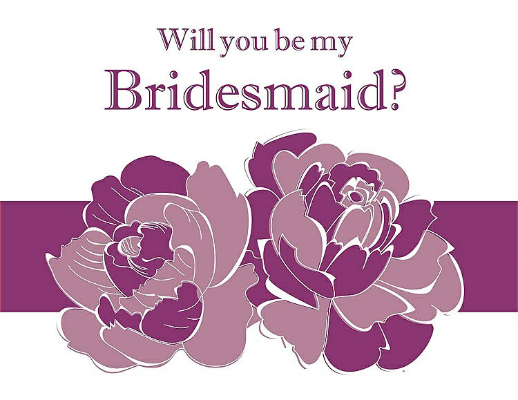 Front View - Rosebud & Persian Plum Will You Be My Bridesmaid Card - 2 Color Flowers
