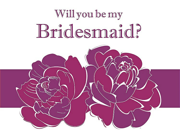 Front View - Watermelon & Persian Plum Will You Be My Bridesmaid Card - 2 Color Flowers