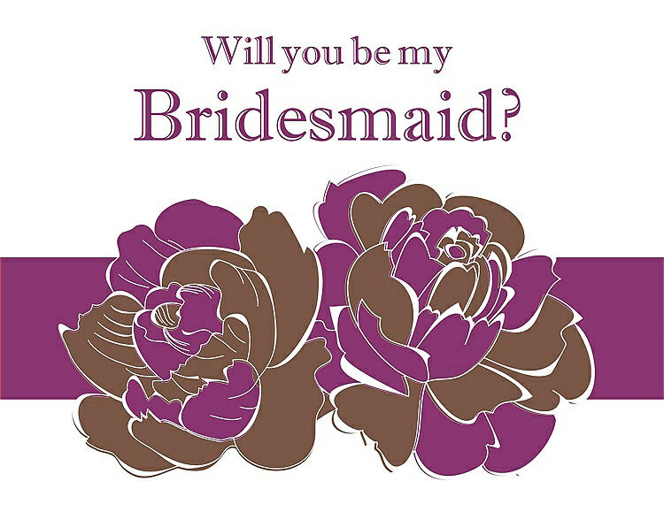 Front View - Almond & Persian Plum Will You Be My Bridesmaid Card - 2 Color Flowers