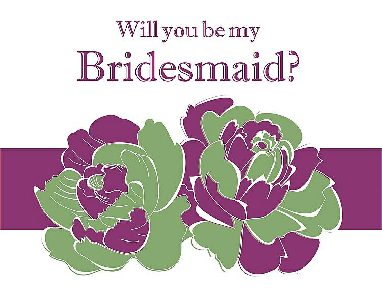 Front View - Apple Slice & Persian Plum Will You Be My Bridesmaid Card - 2 Color Flowers