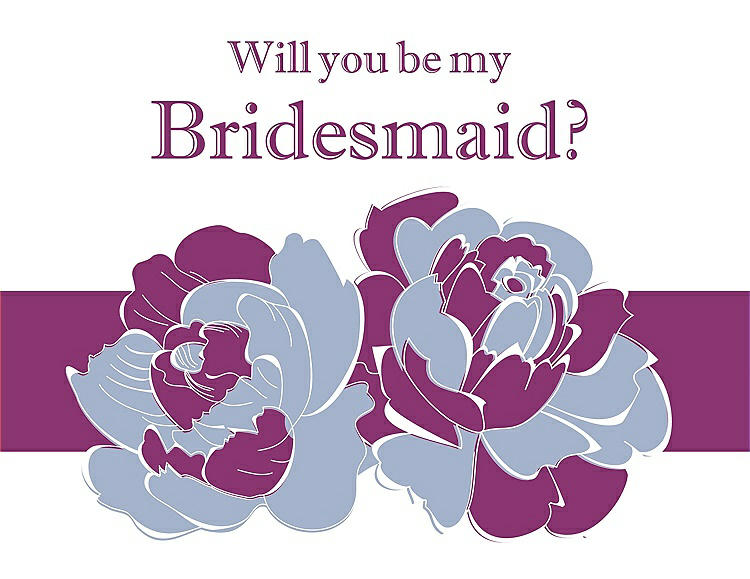 Front View - Arctic & Persian Plum Will You Be My Bridesmaid Card - 2 Color Flowers