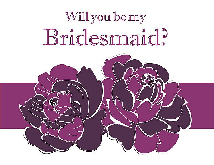 Front View - Aubergine & Persian Plum Will You Be My Bridesmaid Card - 2 Color Flowers