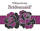 Front View Thumbnail - Black & Persian Plum Will You Be My Bridesmaid Card - 2 Color Flowers