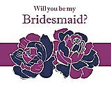 Front View Thumbnail - Blueberry & Persian Plum Will You Be My Bridesmaid Card - 2 Color Flowers