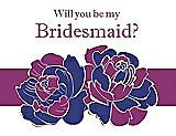 Front View Thumbnail - Electric Blue & Persian Plum Will You Be My Bridesmaid Card - 2 Color Flowers