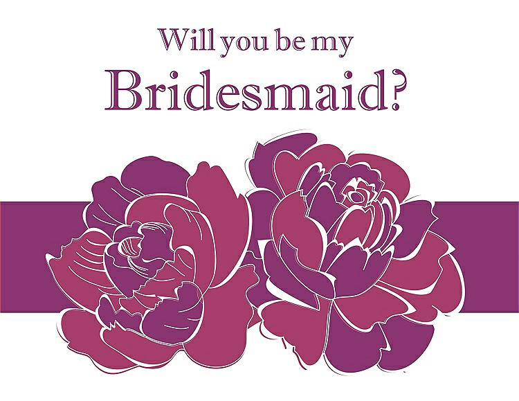 Front View - Fruit Punch & Persian Plum Will You Be My Bridesmaid Card - 2 Color Flowers