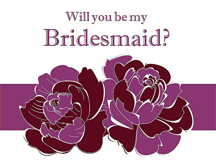 Front View - Garnet & Persian Plum Will You Be My Bridesmaid Card - 2 Color Flowers