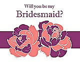 Front View Thumbnail - Ginger & Persian Plum Will You Be My Bridesmaid Card - 2 Color Flowers