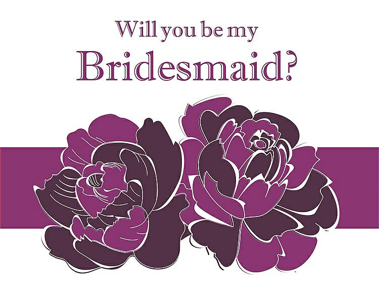 Front View - Italian Plum & Persian Plum Will You Be My Bridesmaid Card - 2 Color Flowers
