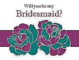Front View Thumbnail - Jade & Persian Plum Will You Be My Bridesmaid Card - 2 Color Flowers