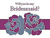 Front View Thumbnail - Larkspur Blue & Persian Plum Will You Be My Bridesmaid Card - 2 Color Flowers