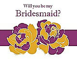 Front View Thumbnail - Mango & Persian Plum Will You Be My Bridesmaid Card - 2 Color Flowers