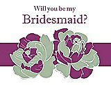 Front View Thumbnail - Mermaid & Persian Plum Will You Be My Bridesmaid Card - 2 Color Flowers