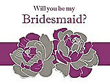 Front View Thumbnail - Mocha & Persian Plum Will You Be My Bridesmaid Card - 2 Color Flowers