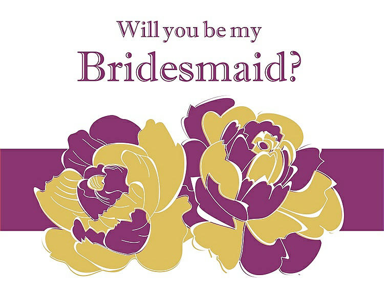 Front View - Marigold & Persian Plum Will You Be My Bridesmaid Card - 2 Color Flowers