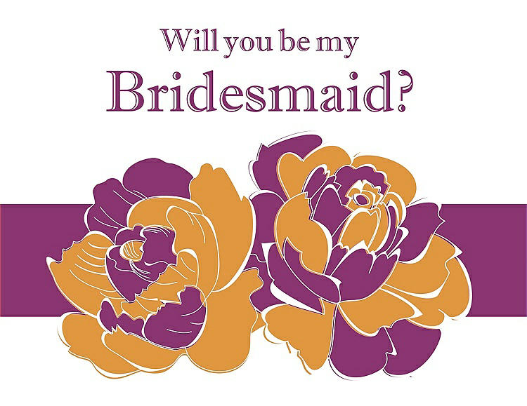 Front View - Orange Crush & Persian Plum Will You Be My Bridesmaid Card - 2 Color Flowers
